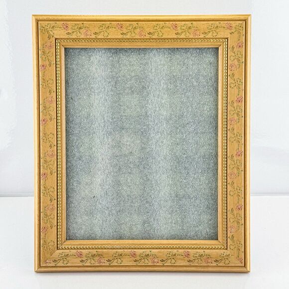 Vintage Floral Wood Picture Frame 10x12 – Cottagecore Shabby Chic Rose Design - Picture 1 of 7